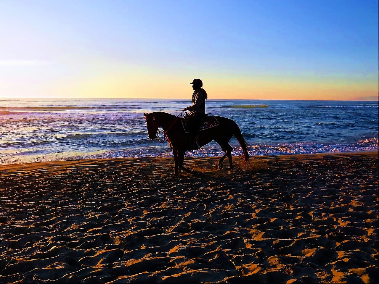 Cabalgata por la playa al atardecer